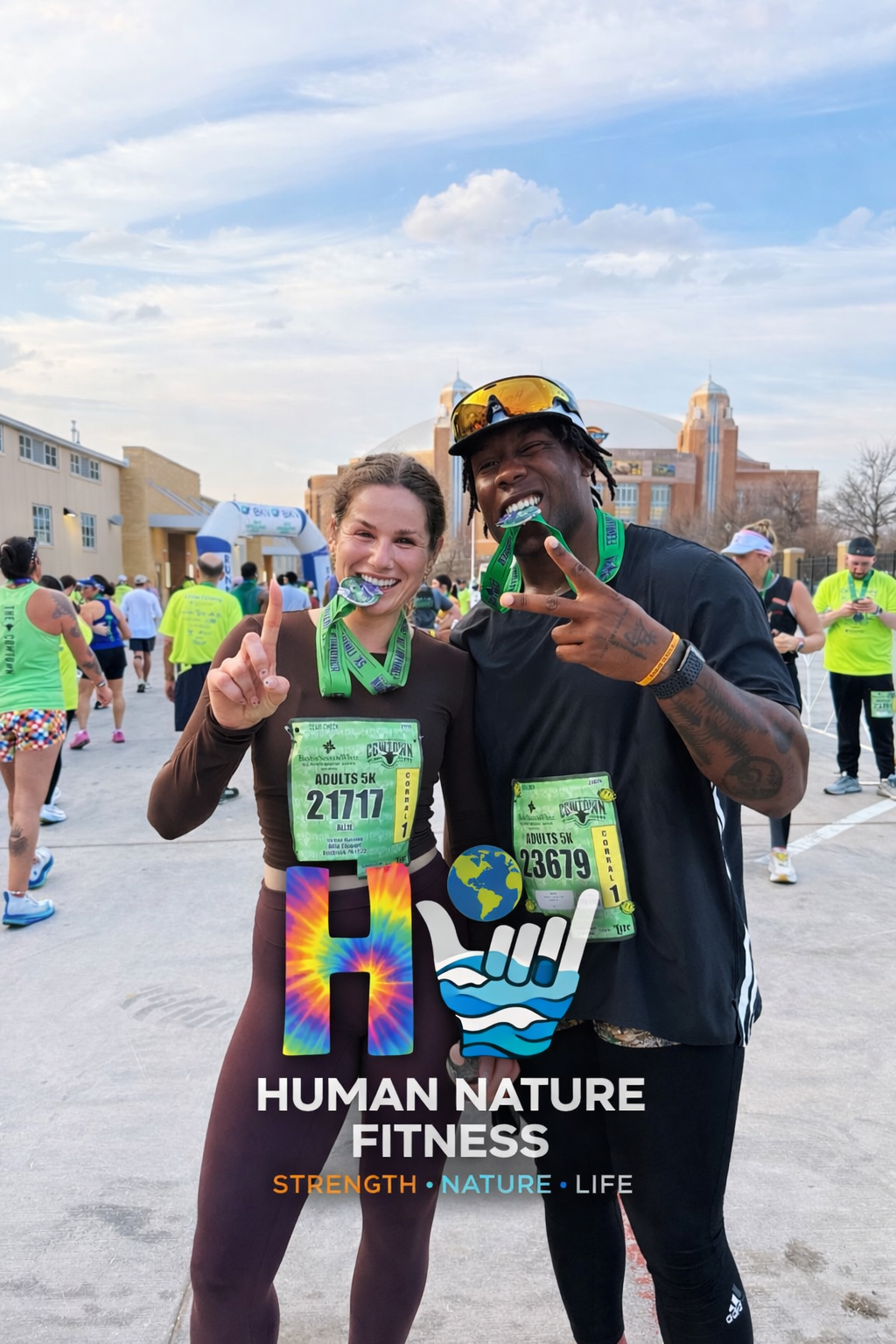 Community members celebrating after a race