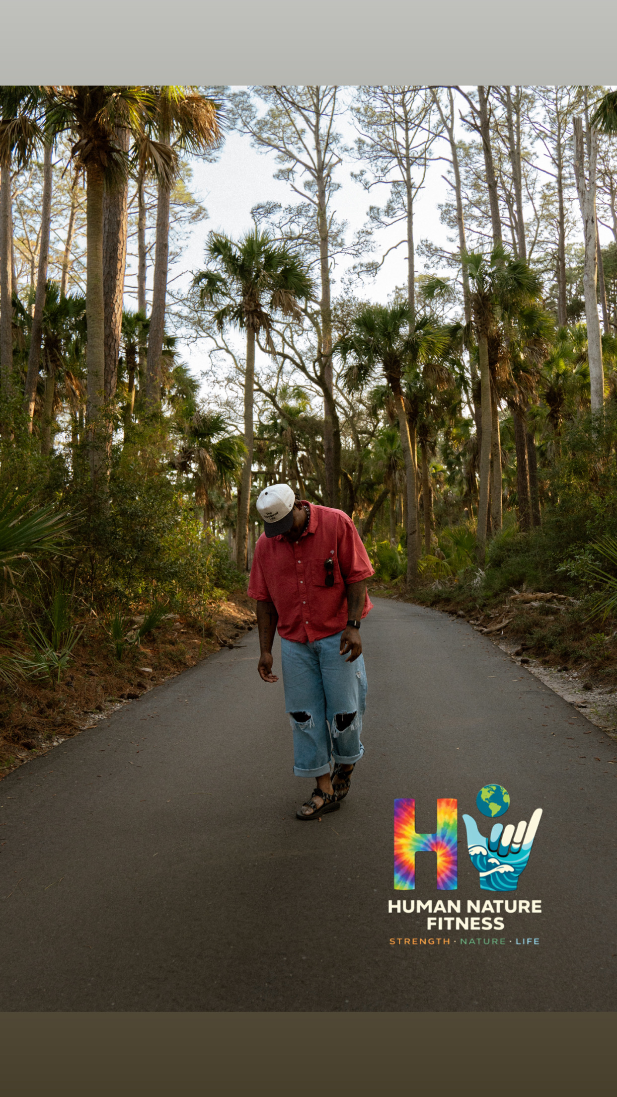 Walking a wooded trail