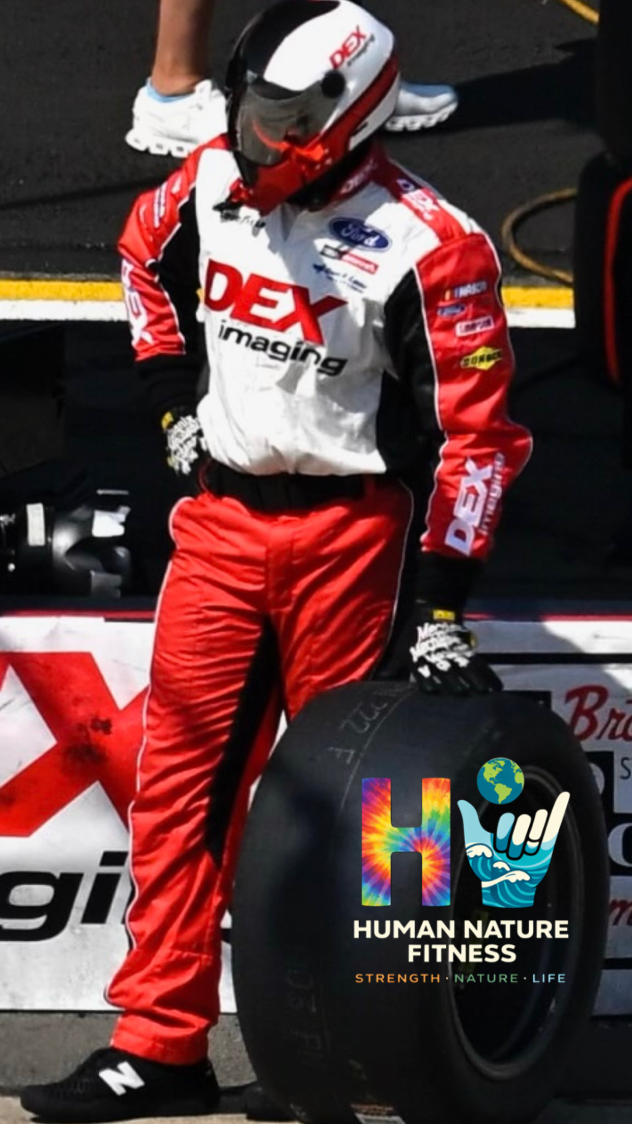 NASCAR pit-crew athlete at the track